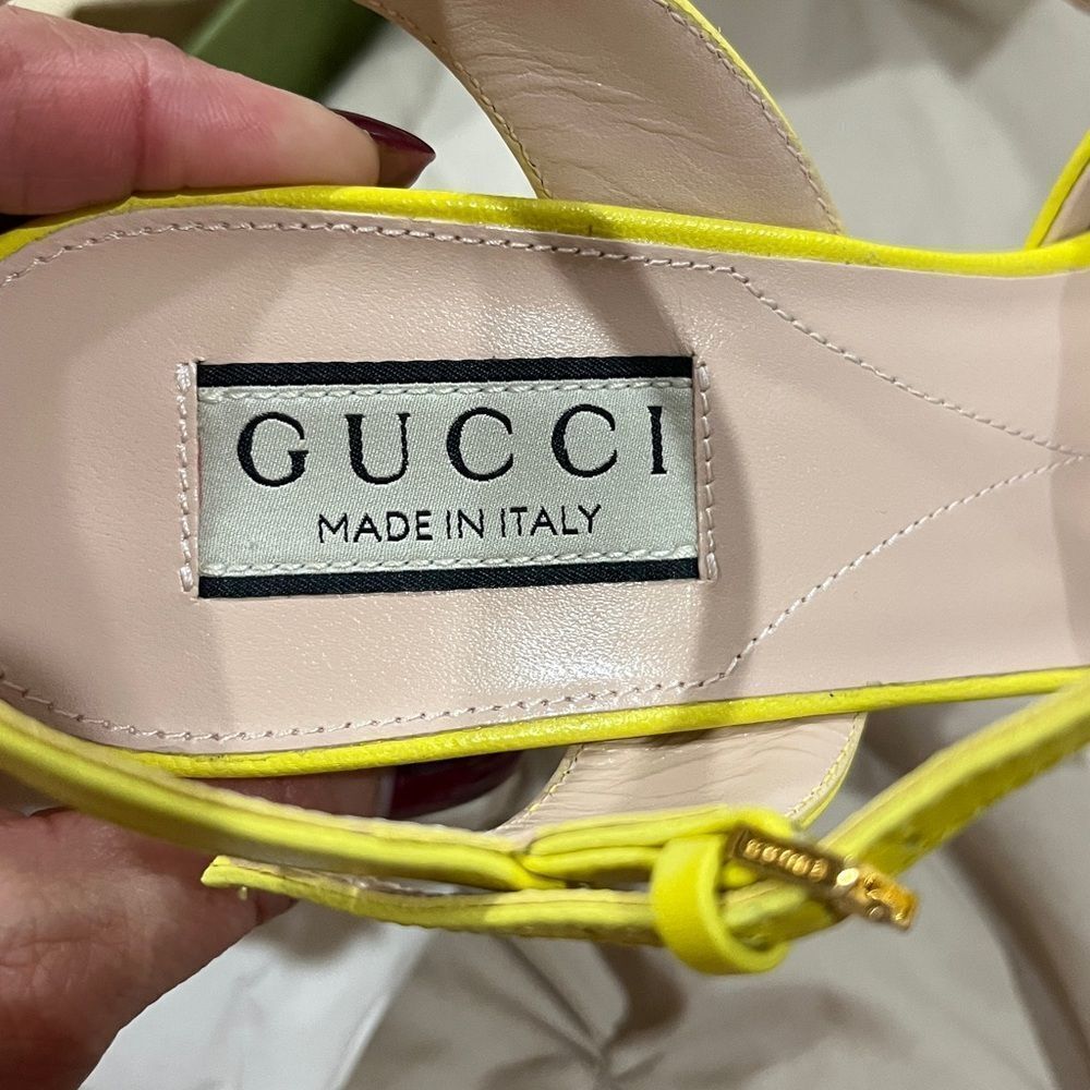 Gucci Yellow Heeled Sandals - Picture 8 of 8